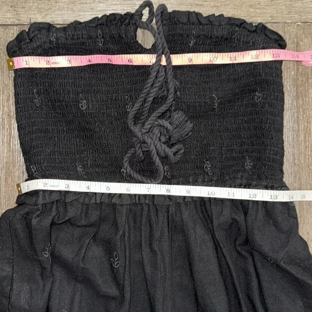 Anthropologie Strapless Eyelet Jumpsuit Black